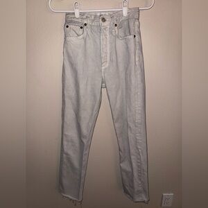 AGOLDE Women’s Light‎ Gray Washed Button Fly Straight Leg Raw Hem Jeans size 23